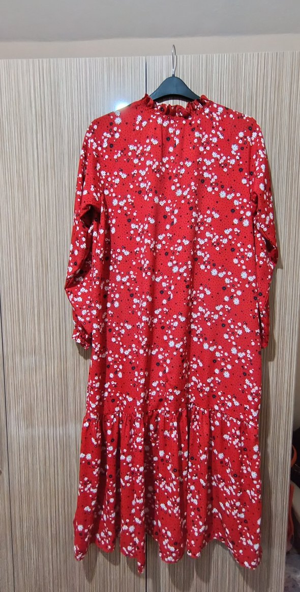 Kırmızı Uzun Bohem Kadın Elbise - Görsel 2