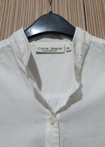 Düğmeli Beyaz Keten Kadın Gömlek - Görsel 3