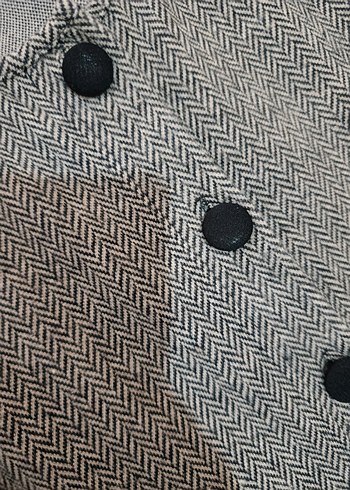 Düğmeli Uzun Gri Keten Elbise - Görsel 4