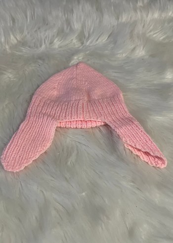 Pembe Örgü Çocuk Kulaklıklı Bere - Görsel 2