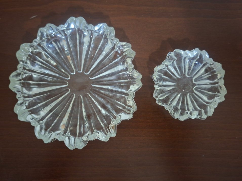 Vintage çiçek desenli şeffaf tabak - Görsel 2