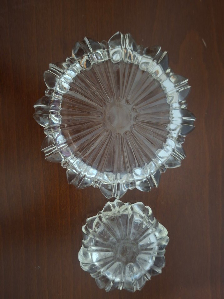 Vintage çiçek desenli şeffaf tabak - Görsel 4