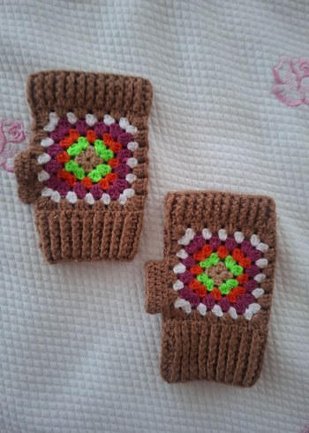 Renkli Örgü Bohem Kadın Eldiveni - Görsel 2