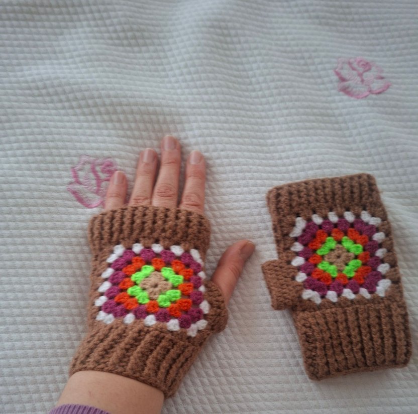 Renkli Örgü Bohem Kadın Eldiveni - Görsel 3