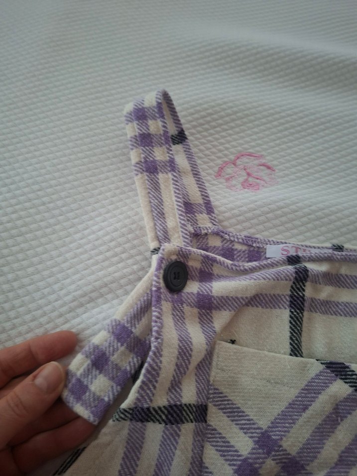 Mor Ekose Desenli Kız Salopet elbise - Görsel 4