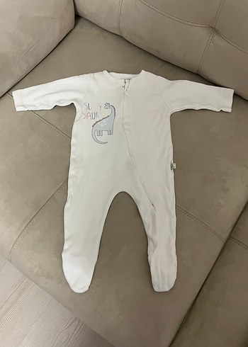 Bebek Beyaz Pamuklu Uzun Kollu Tulum ve Body - Görsel 2