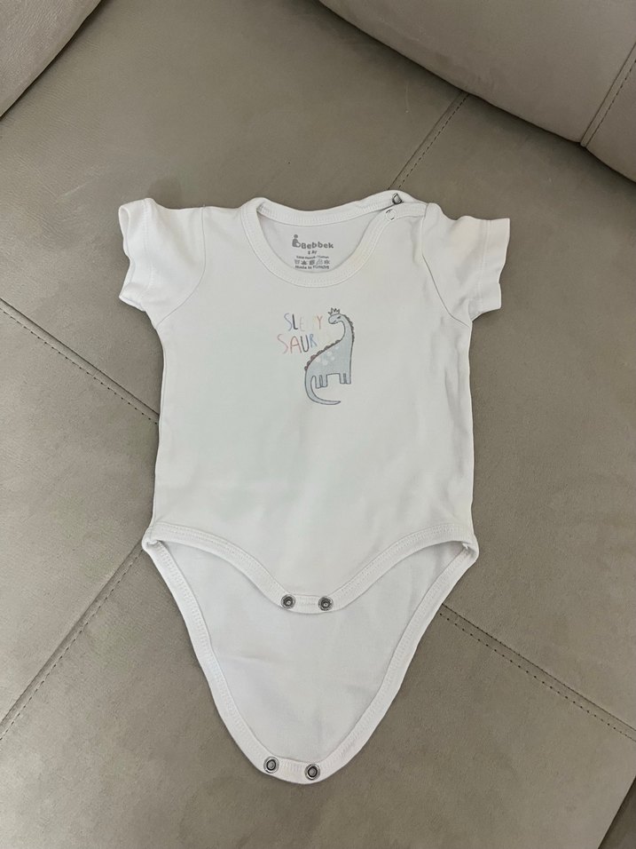 Bebek Beyaz Pamuklu Uzun Kollu Tulum ve Body - Görsel 3