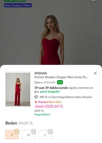 Kırmızı Straplez Midi Tulum - Görsel 3