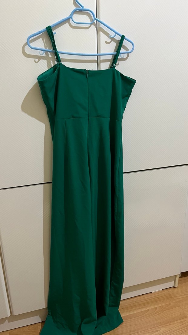 Yeşil Drapeli Uzun Kadın Tulum - Görsel 3