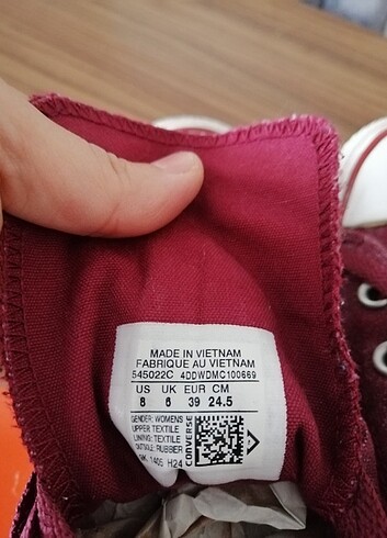 39 Beden bordo Renk Converse all star ayakkabı 