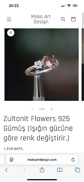 Moko gümüş yüzük zultanit