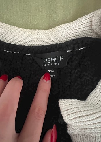 Topshop Siyah Beyaz Kenarlı Kadın Triko Hırka