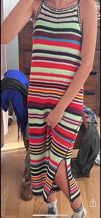 Zara örgü elbise renkli zara