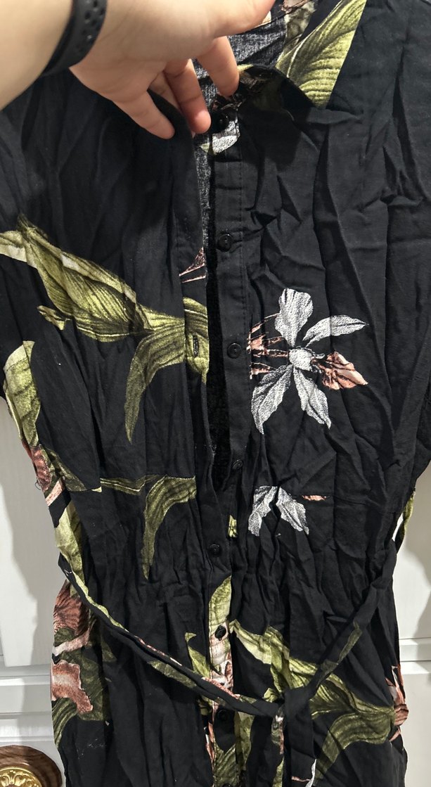 Uzun Siyah Bohem Desenli Kadın Elbise - Görsel 2