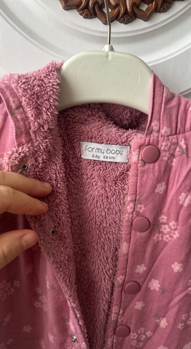 Düğmeli Pembe Bebek Kız Tulumu - Görsel 2