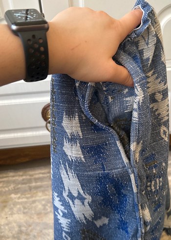 Bohem Mavi Gri Bağlamalı   Etek - Görsel 3