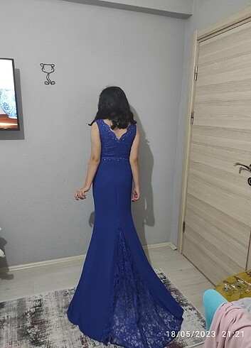 36 Beden mavi Renk Abiye