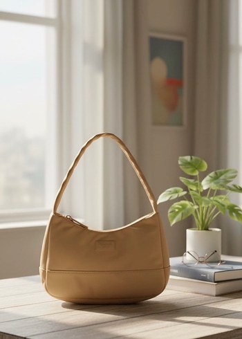 Bej Minimalist Kadın Omuz Çantası