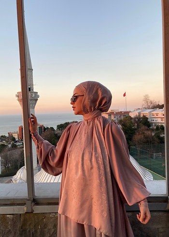 diğer Beden Camel Renkli Uzun ve Salaş Kadın Elbise