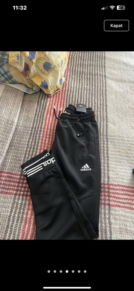 Erkek Siyah Adidas Fermuarlı Eşofman Altı - Görsel 3