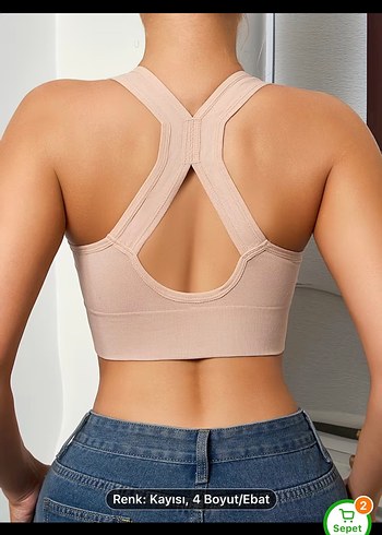 Bej Mini Sporcu Sütyeni Fermuarlı temu dan alma - Görsel 2