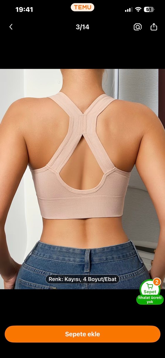 Bej Mini Sporcu Sütyeni Fermuarlı temu dan alma - Görsel 2