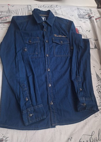 Erkek Lacivert Denim Gömlek Uzun Kol