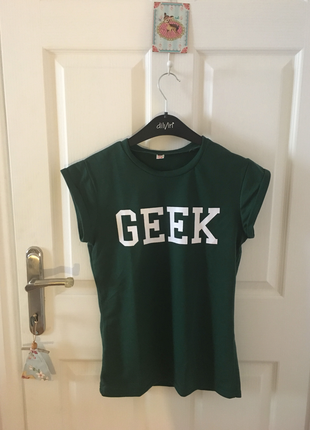m Beden yeşil Renk Geek tshirt 