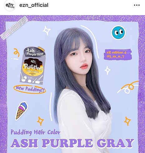 EZN Pudding Hair Color-Ash Purple Gray - Görsel 9