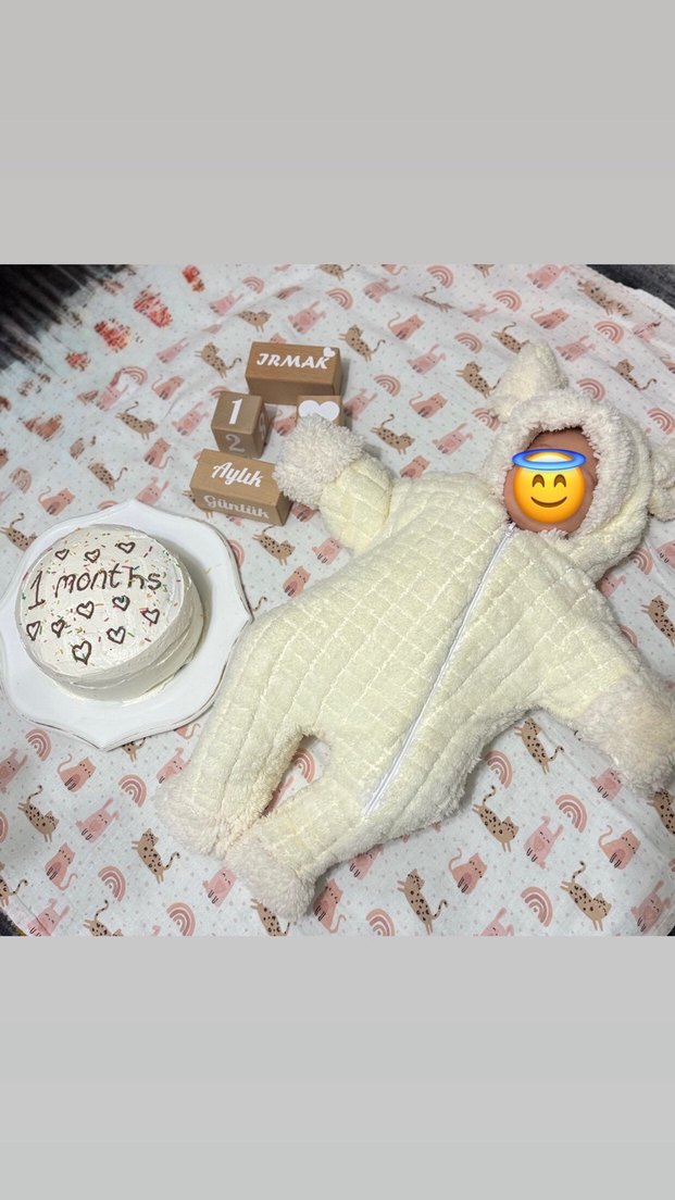 Bebek unisex Beyaz Kürklü Tulumu - Görsel 3