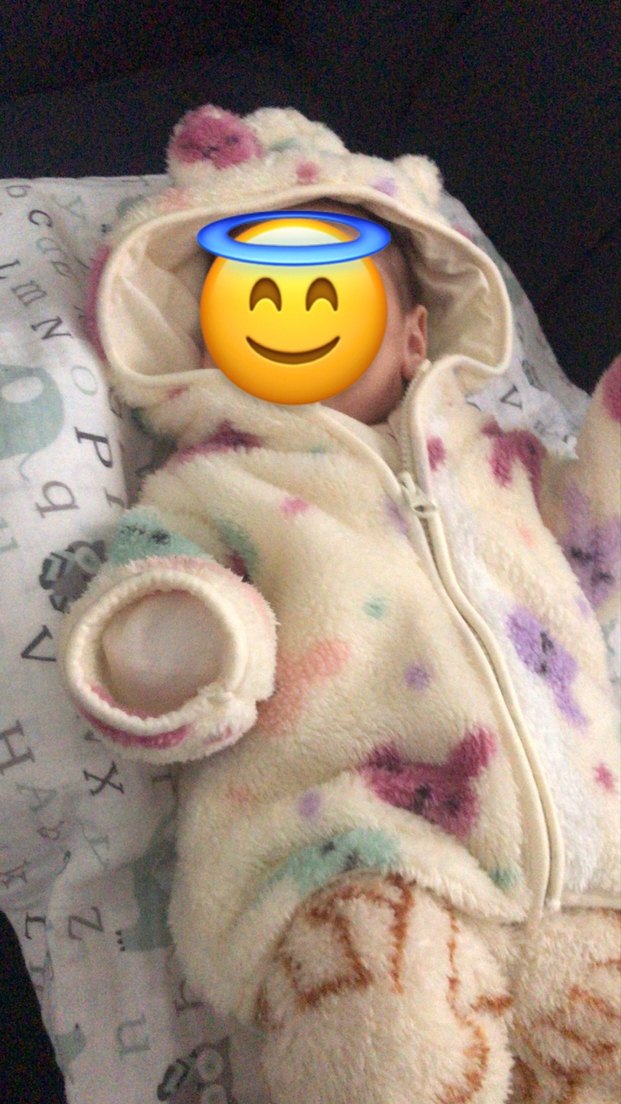 Kapüşonlu Beyaz Desenli Bebek Kız montu - Görsel 2