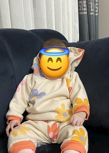 Kapüşonlu, Çiçek Desenli Bebek Kız Tulumu - Görsel 2