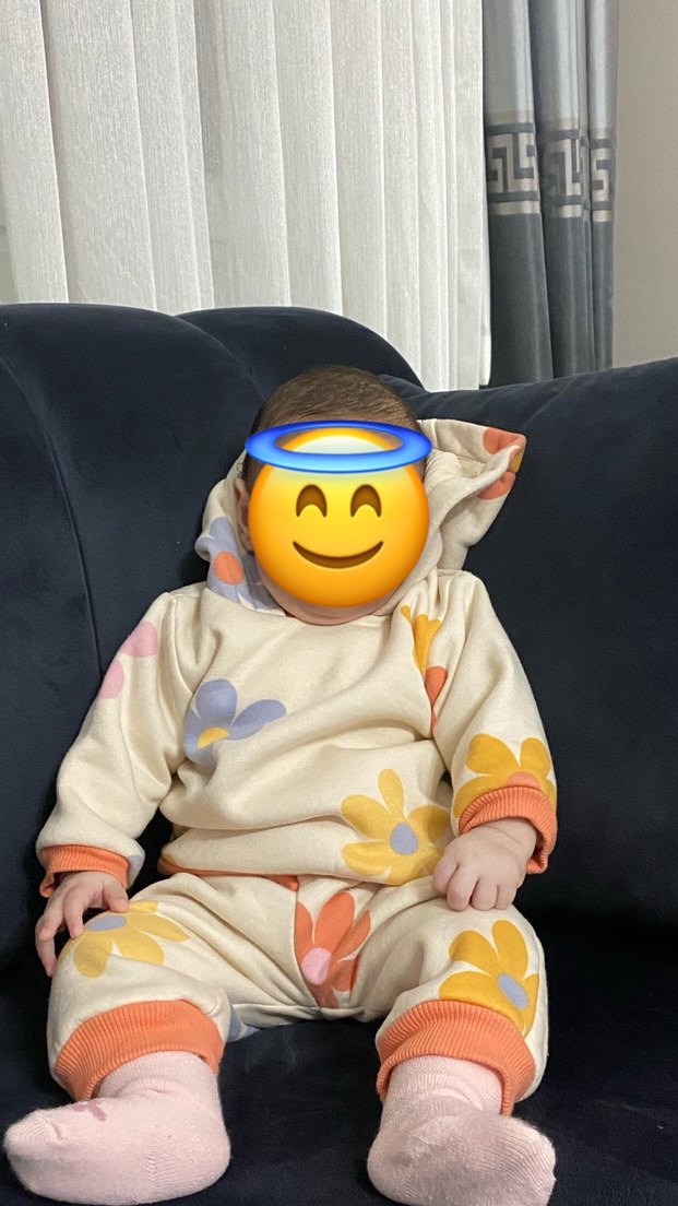 Kapüşonlu, Çiçek Desenli Bebek Kız Tulumu - Görsel 2