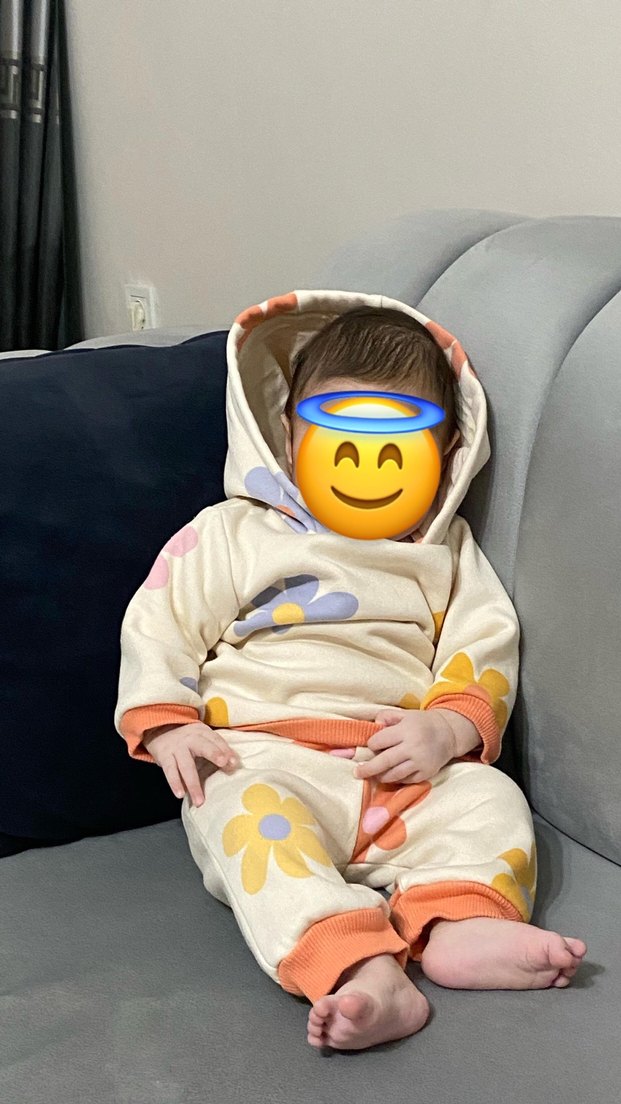 Kapüşonlu, Çiçek Desenli Bebek Kız Tulumu - Görsel 3