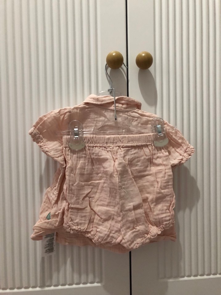 Pembe Keten Kız Çocuk Kısa Kollu Gömlek - Görsel 2