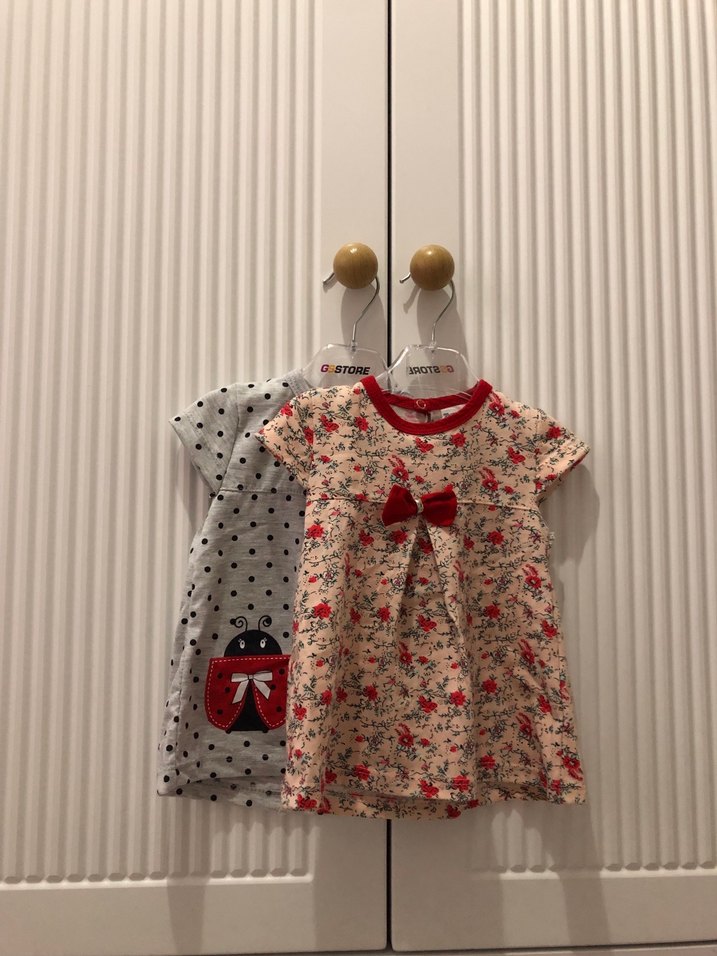 Kız Çocuk Gri Puantiyeli Elbise - Görsel 2