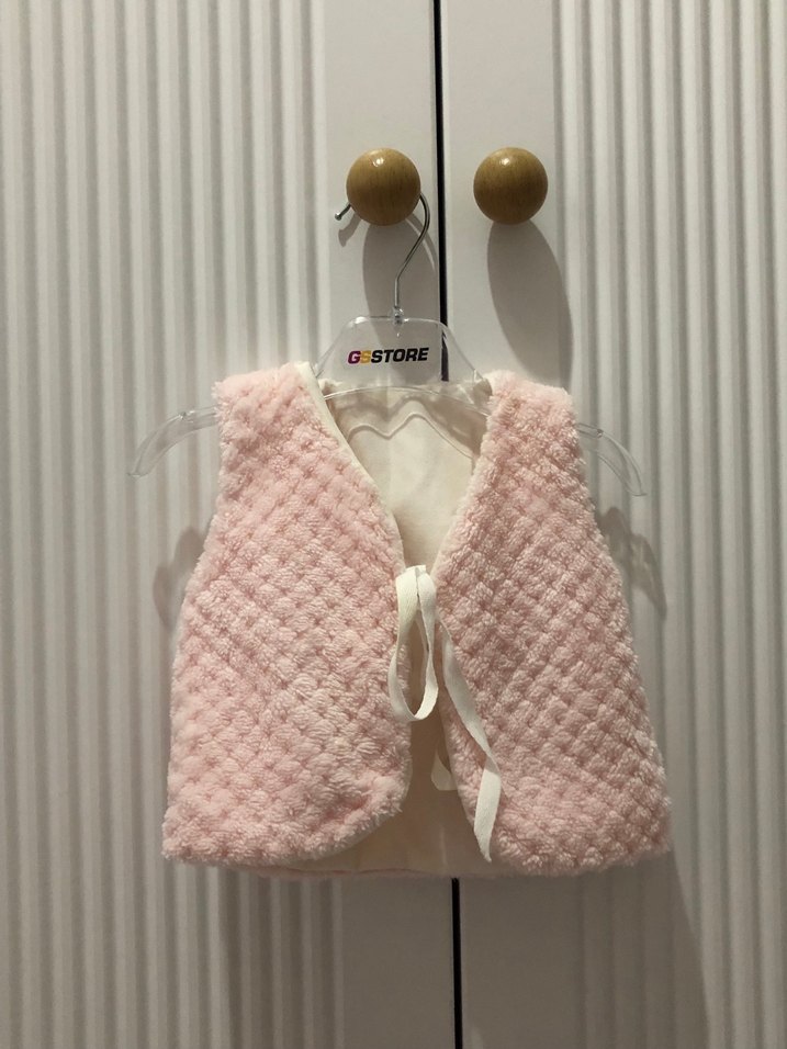 Kız Çocuk Örgü Beyaz Yelek - Görsel 3