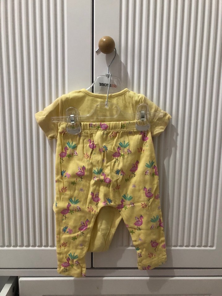 Sarı Desenli Kız Bebek Kısa Kollu Takım - Görsel 2