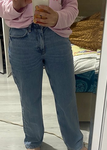 Mango Mavi Batik Desenli Kadın Denim Pantolon