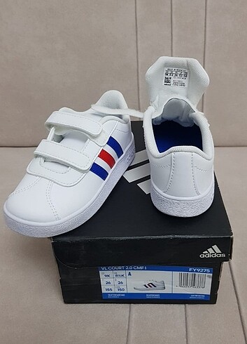 26 Beden beyaz Renk Adidas vl court 2.0 cmf çocuk ayakkabisi