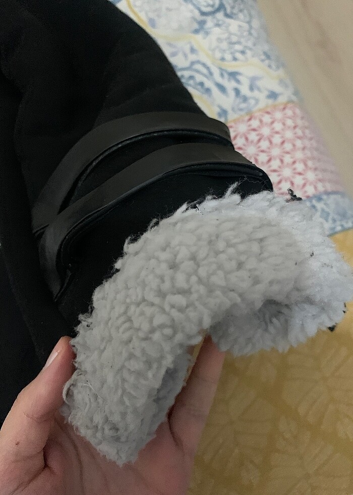 Süet kürklü biker ceket - Görsel 3