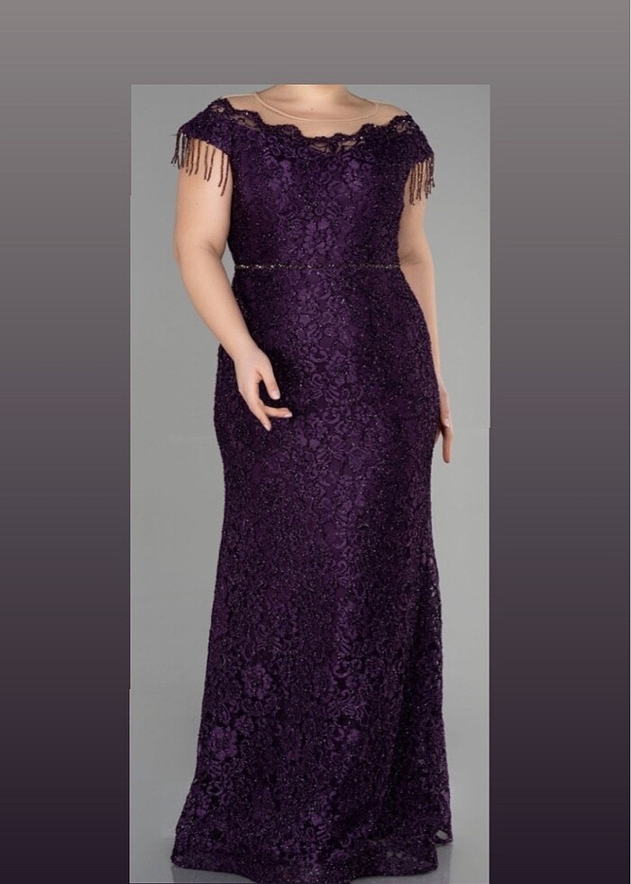 Büyük beden Mor abiye - Görsel 3