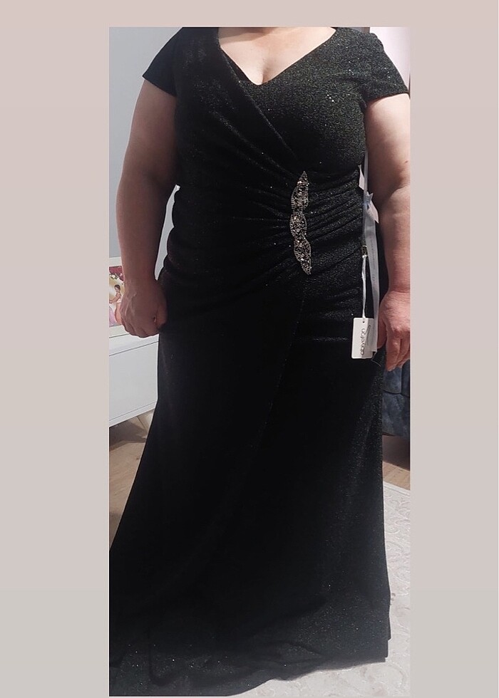 Büyük beden koyu yeşil abiye - Görsel 2