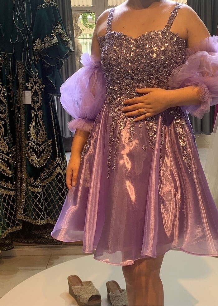 Lila after elbisesi - Görsel 3