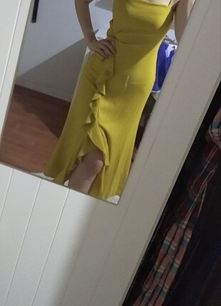 34 Beden sarı Renk Tredyol petrol sarısı elbise