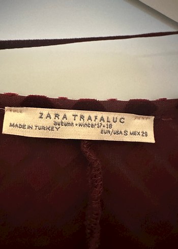 Zara Bordo Puantiyeli Uzun Salaş Kadın Elbise
