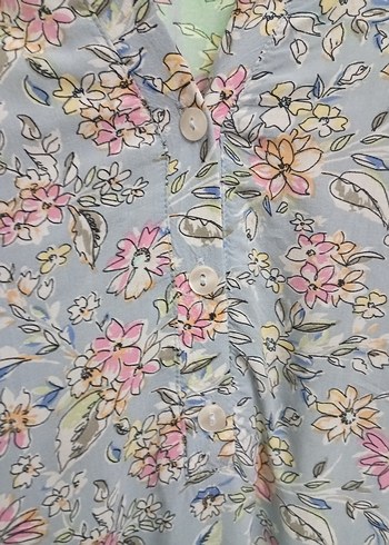 Gri Çiçek Desenli Hamile Bohem Bluz - Görsel 2