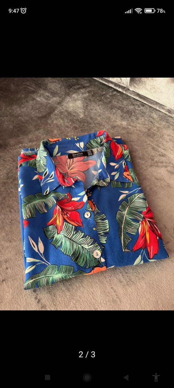 Renkli Çiçek Desenli Düğmeli Kadın Gömlek - Görsel 2