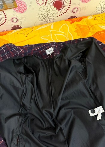 Bordo Ekose Desenli Kemerli Kadın Yün Kaban - Görsel 7