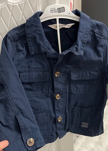 24-36 Ay Beden Düğmeli Lacivert Erkek Çocuk Denim Gömlek